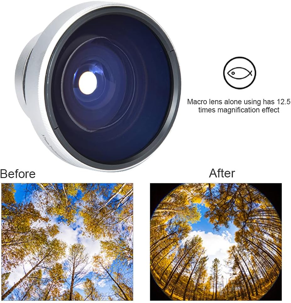 37Mm Fisheye Lens Camcorder,Camera Lens Silver Strong Applicability 37mm 0.25X Super Fisheye Additional Lens for 37mm Caliber Camera Lenses - Image 3