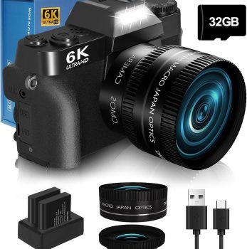 2024 Upgrade VJIANGER Digital Camera for Photography Vlogging Camera for YouTube with WiFi, 180° Flip Screen, 16X Digital Zoom, 52mm Lens, 2 Batteries, 32GB Micro SD Card(Black)
